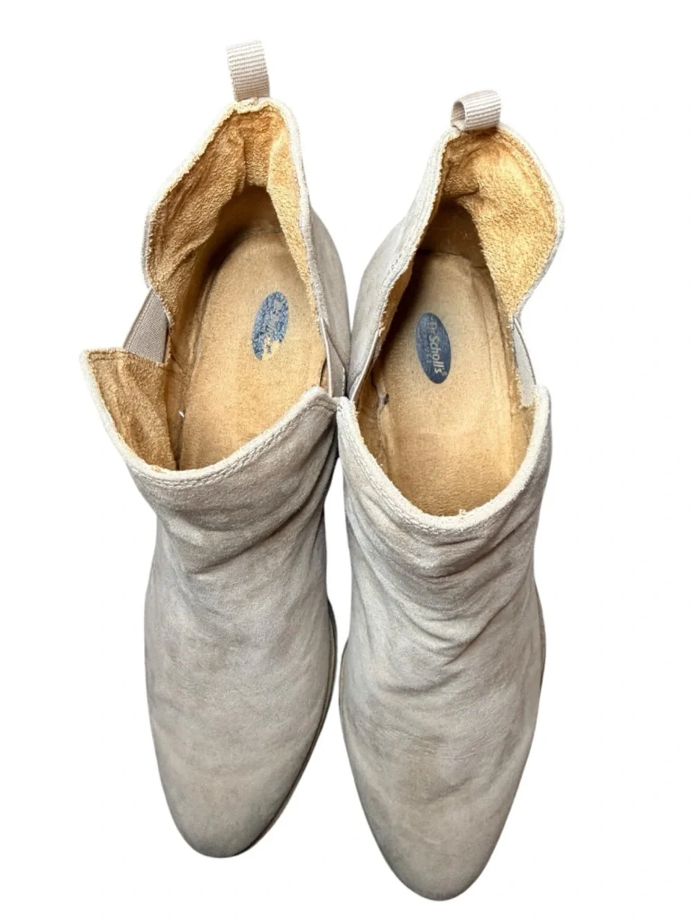 Dr. Scholl’s Tan Suede Ankle Booties Size 10M Block Heel Comfort Chelsea Boots - Picture 7 of 10